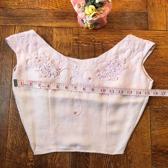 Stunning 1950s light lilac linen crop top - Picture 2 of 5